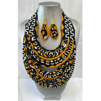 African Print Rope Necklace Set